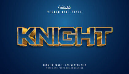 Bold Knight Text Style in Blue and Gold Embossed Effect