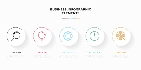 Presentation business infographic template with 3 options or steps. Modern infographic design template. Creative concept of five stages of business project