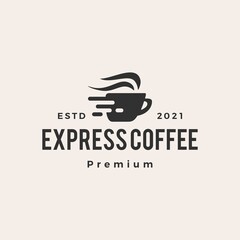 Fototapeta na wymiar express fast quick coffee cafe hipster vintage logo vector icon illustration