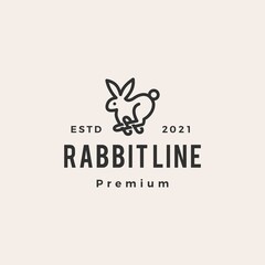 Fototapeta premium rabbit line outline monoline hipster vintage logo vector icon illustration
