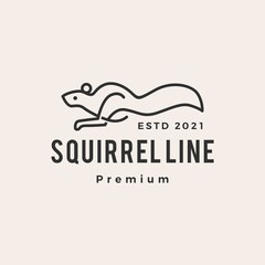 running squirrel line outline monoline hipster vintage logo vector icon illustration