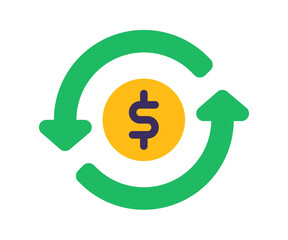money flow turnover single isolated icon with flat style