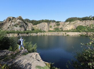Fototapeta na wymiar man by the lake in Bornholm