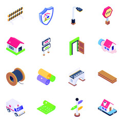 
Pack of Construction Material Isometric Icons 
