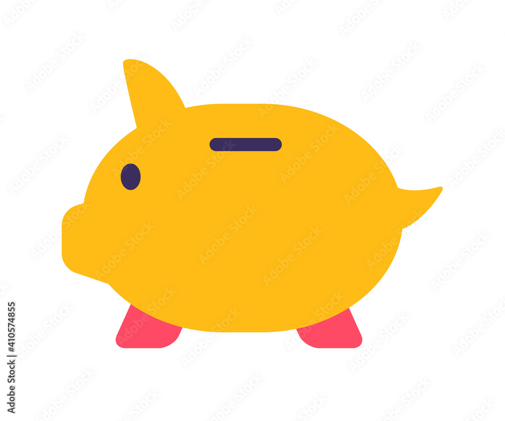 Poster saving piggy storage single isolated icon with flat style