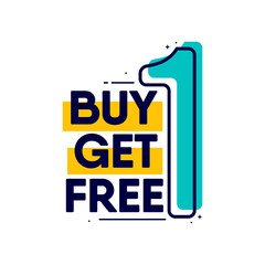 Buy 1 Get Free Label Discount Vector Template Design Illustration