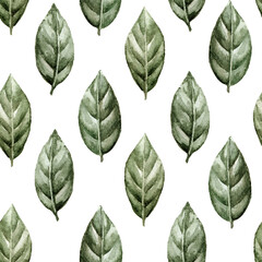 Obraz premium watercolor illustration floristry pattern with leaves 1