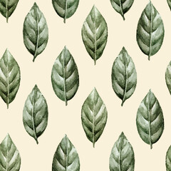 watercolor illustration floristry pattern with leaves 3