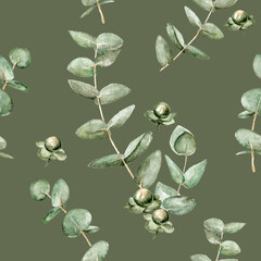 floral pattern with leaves of eucalyptus and berries hypericum 4