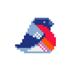 Fototapeta premium Bullfinch icon, pixel art style character. Isolated vector illustration.