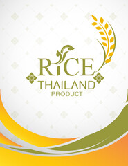 Obraz premium Rice Thailand food Logo Products and Fabric Background Thai Arts.