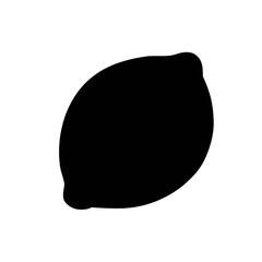 Cartoon lemon isolated on white background. Vector illustration. Black silhouette