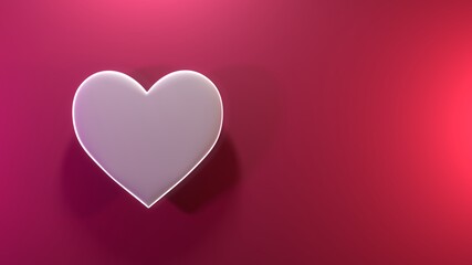 colored valentine white heart in pink background