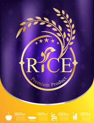Rice Thailand food Logo Products and Fabric Background Thai Arts.