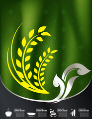 Rice Thailand food Logo Products and Fabric Background Thai Arts.