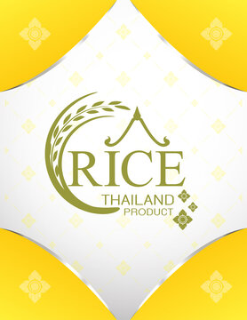 Rice Thailand food Logo Products and Fabric Background Thai Arts.