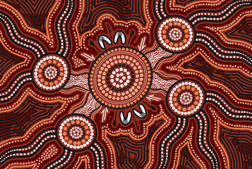 Illustration based on brown aboriginal style of painting