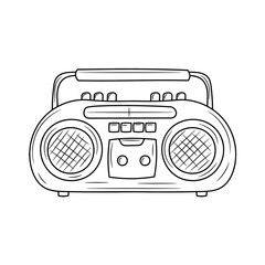 Mini Compo Radio cassette player linear style pictogram vector illustration, isolated on white