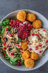 healthy home made avocado hummus salad bowl