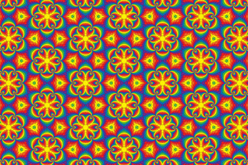 Abstract geometric pattern ilustration. Repeating background floral pattern in rainbow colors.