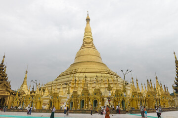 Naklejka premium The Shwedagon pagoda the most famous landmark of Myanmar. 