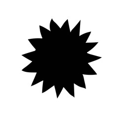 Fototapeta premium Cartoon sun isolated on white background. Vector illustration. Black silhouette.
