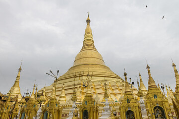 Naklejka premium The Shwedagon pagoda the most famous landmark of Myanmar. 