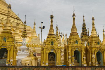 Naklejka premium The Shwedagon pagoda the most famous landmark of Myanmar. 
