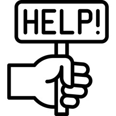 Hand holding Help sign icon, Bankruptcy related vector