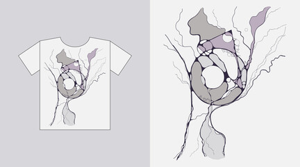 Modern neuro art, geometric abstraction, painting. graphics for t-shirt print design