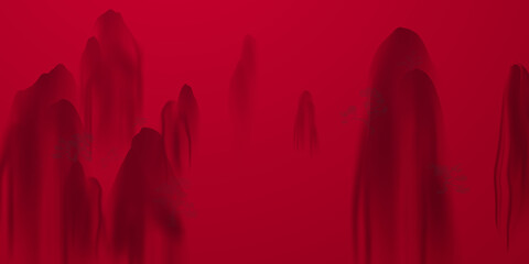 Obraz premium Chinese ink and water landscape painting Happy chinese new year banner card