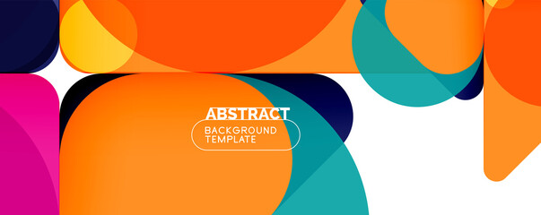 Flat geometric round shapes and dynamic lines, abstract background. Vector illustration for placards, brochures, posters and banners