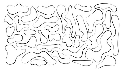 Irregular blob, set of abstract organic shapes. Abstract irregular random blobs. Simple liquid amorphous splodge. Trendy minimal designs for presentations, banners, posters and flyers.