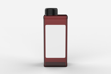 square bottle for beauty or healthy product. Isolated on white background. Ready to use for package design. 3d illustration