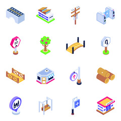 
Pack of Bridges Isometric Icons 
