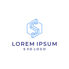 S 3D logo vector modern simple design concepts