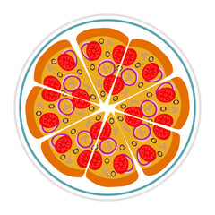 Pizza on the plate icon vector illustration design isolated