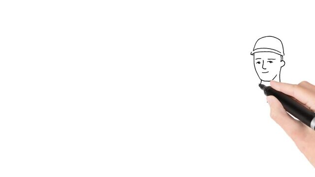 Health and safety specialist computer drawing whiteboard animation of job position