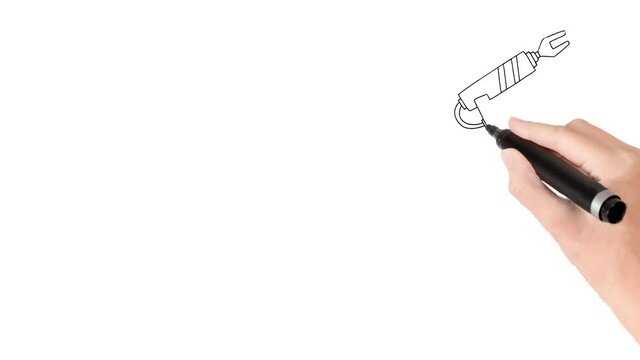 Industrial automation mechanic computer drawing whiteboard animation of job position
