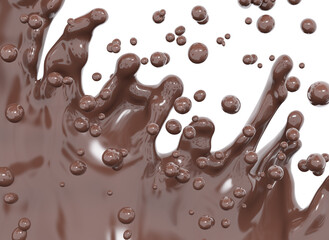 Splash of chocolate abstract  background, coffee backdrop 3d rendering