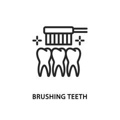 Brushing teeth flat line icon. Vector illustration teeth cleaning.