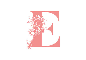 Monogram letters E. Floral alphabet . Monogram initials perfectly for wedding invitations, greeting card, logo, poster and other design.