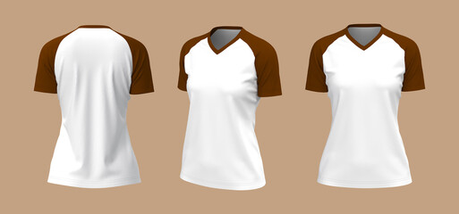 Short-sleeves raglan t-shirt mockup, 3d illustration, 3d rendering