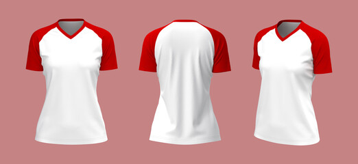 Short-sleeves raglan t-shirt mockup, 3d illustration, 3d rendering