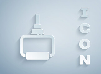 Paper cut TPX loop training equipment icon isolated on grey background. Sport equipment. Paper art style. Vector Illustration.