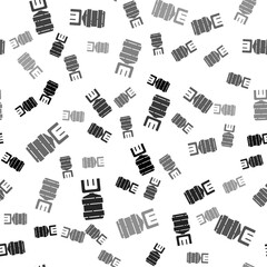 Obraz premium Black Water cooler for office and home icon isolated seamless pattern on white background. Water dispenser. Bottle office, plastic and liquid. Vector Illustration.