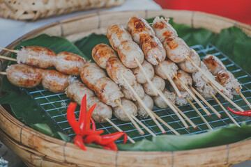 Close up thai food - East sausage