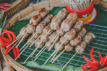 Close up thai food - East sausage