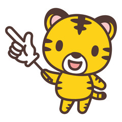 Cute tiger character holding a pointer-指示棒を持っているかわいいトラのキャラクター