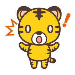 Surprised cute tiger character-驚いているかわいいトラのキャラクター